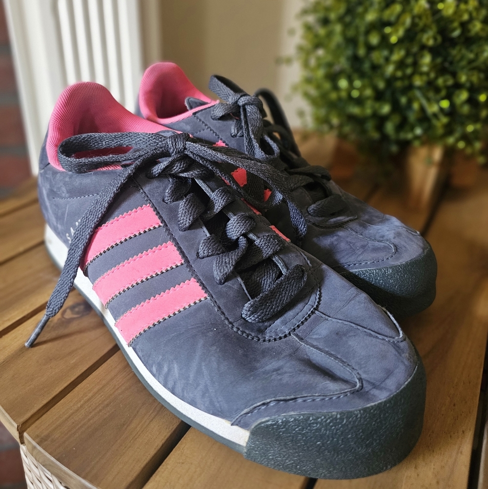 Adidas Charcoal and Pink Athletic Shoes